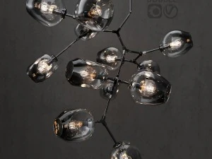 branching bubble 12 lamps dark black 3D Model