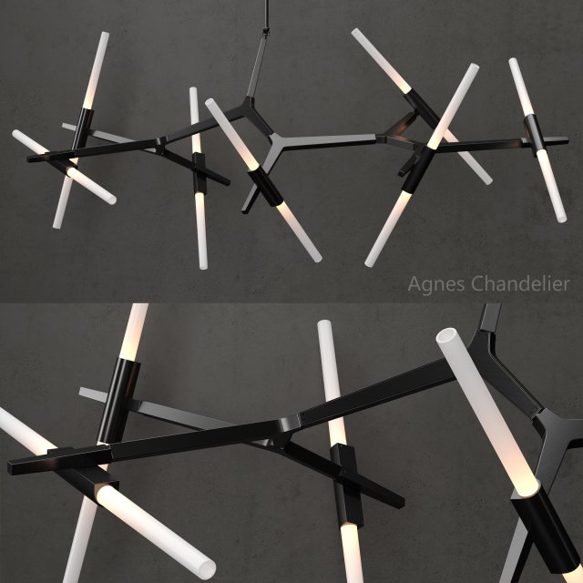 agnes chandelier 14 lights black Modelo 3D .c4d .max .obj .3ds .fbx .stl .blend 