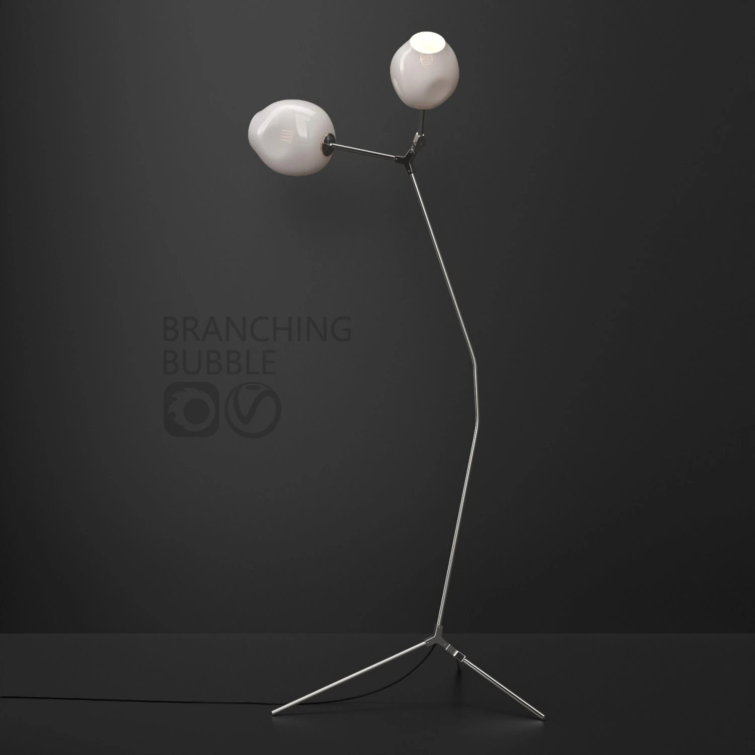branching floor lamp milk silver 3D Model .c4d .max .obj .3ds .fbx .stl .blend 