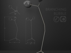 branching floor lamp milk silver Model 3D