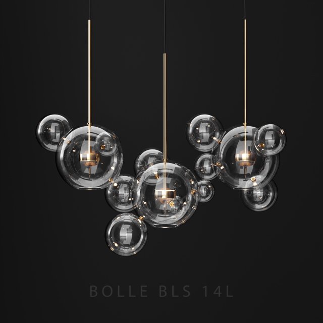 chandelier giopato coombes bolle 14 bubbles clear-gold 3D मॉडल .c4d .max .obj .3ds .fbx .stl .blend 