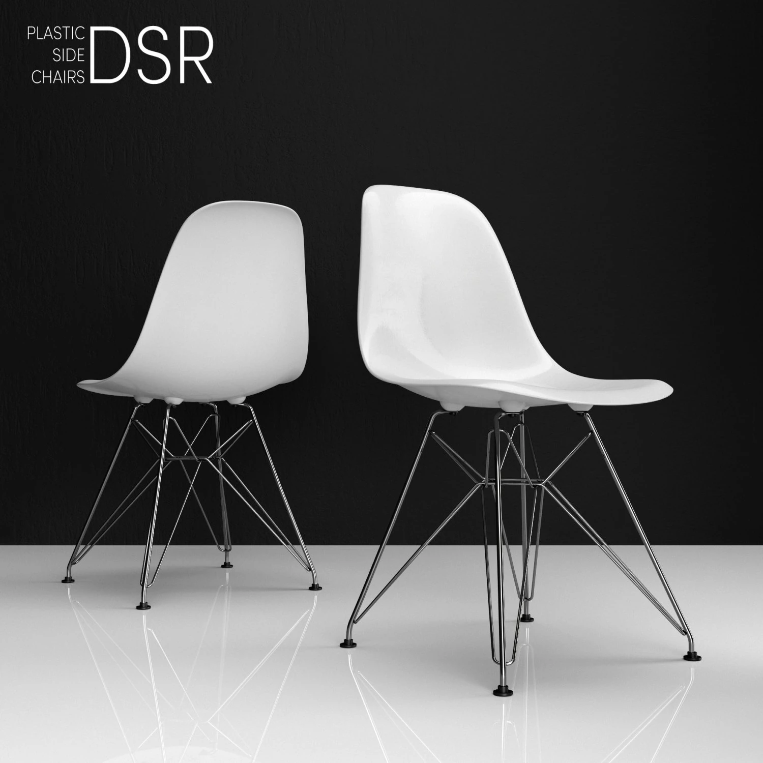 eames dsr plastic side chairs 3D Model .c4d .max .obj .3ds .fbx .stl .blend 