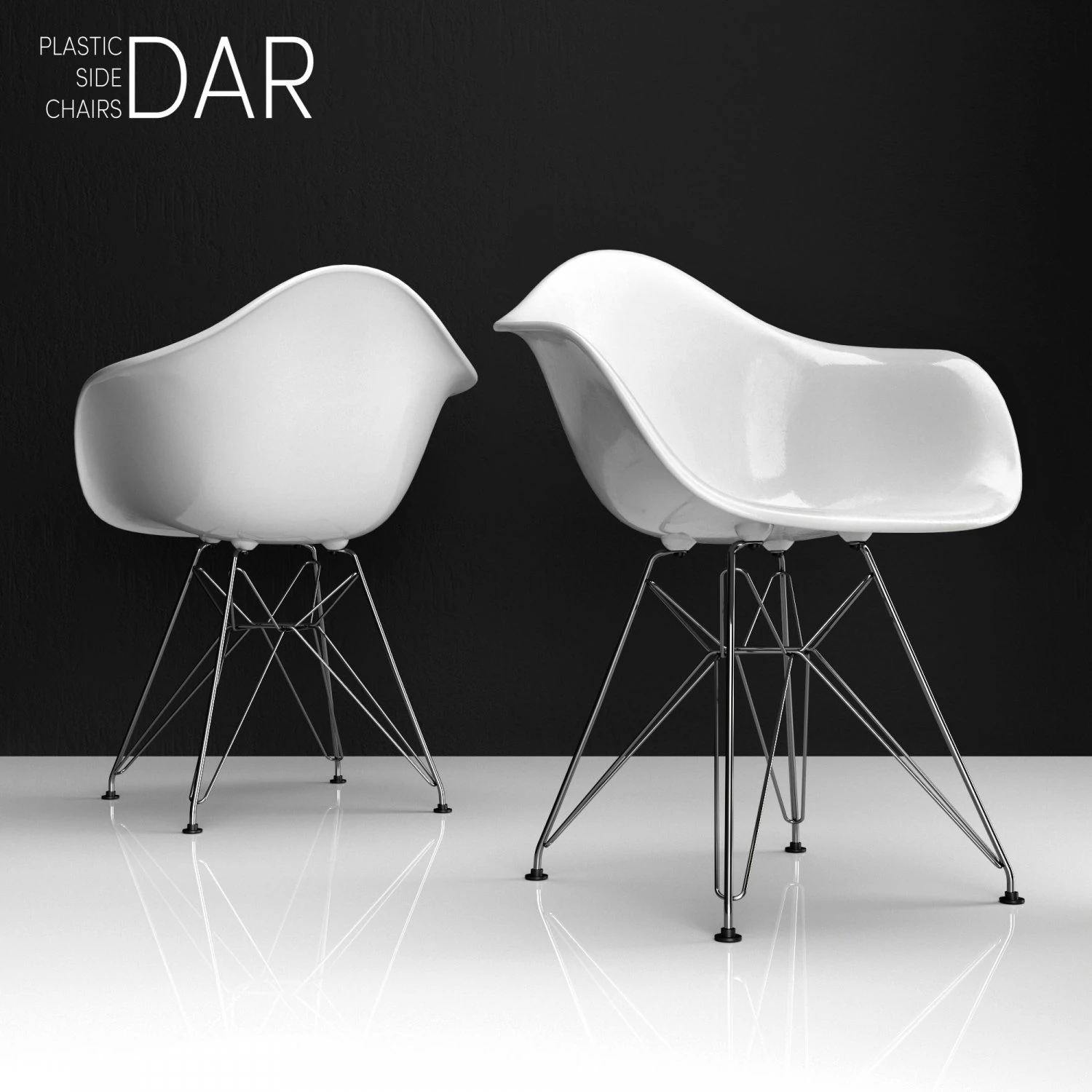 eames dar plastic side chair 3D Model .c4d .max .obj .3ds .fbx .stl .blend 