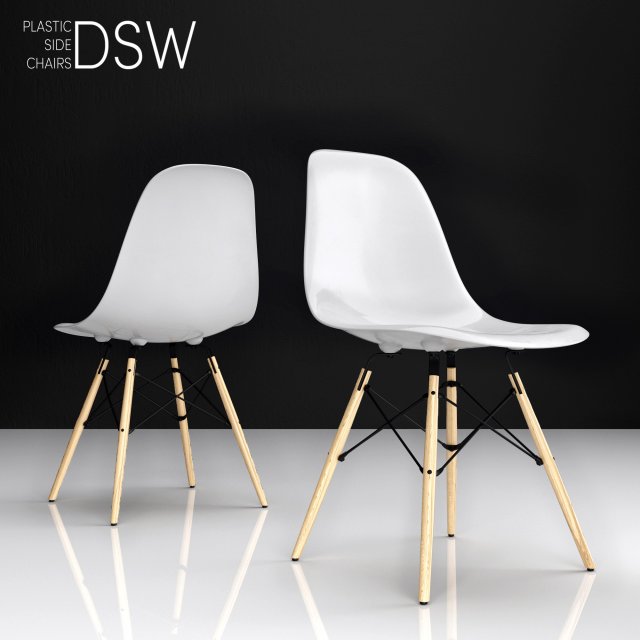 eames dsw plastic side chair 3D मॉडल .c4d .max .obj .3ds .fbx .stl .blend 