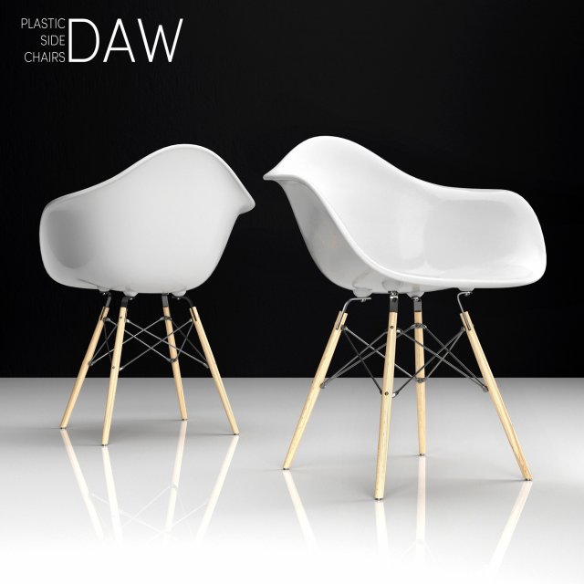 eames daw plastic side chair 3D Модель .c4d .max .obj .3ds .fbx .stl .blend 