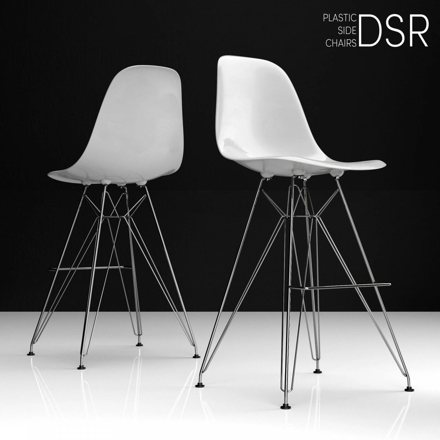 eames dsr bar plastic side chairs 3D Model .c4d .max .obj .3ds .fbx .stl .blend 