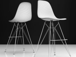 eames dsr bar plastic side chairs 3D Model