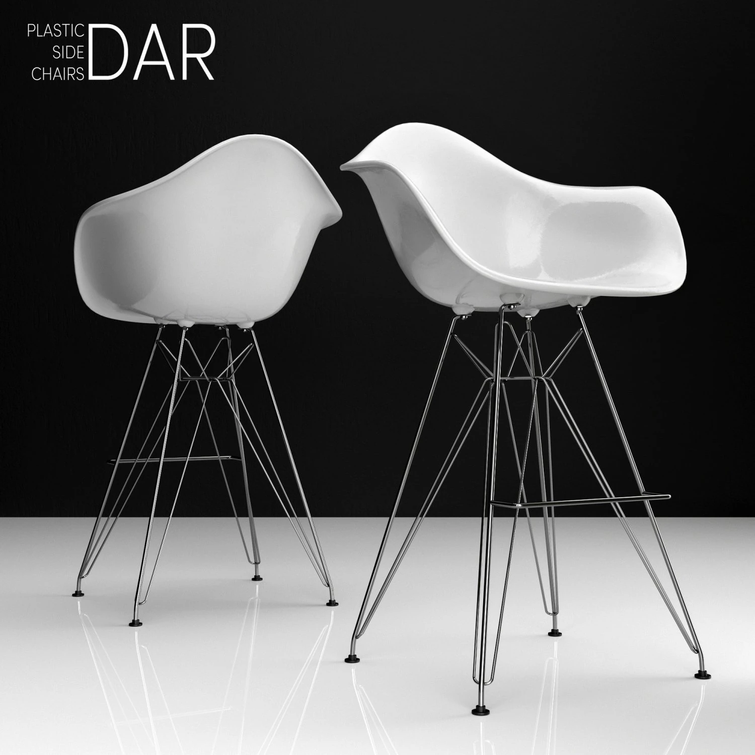 eames dar bar plastic side chairs 3D Model .c4d .max .obj .3ds .fbx .stl .blend 