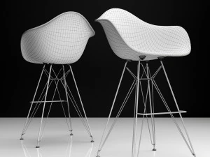eames dar bar plastic side chairs 3D Model