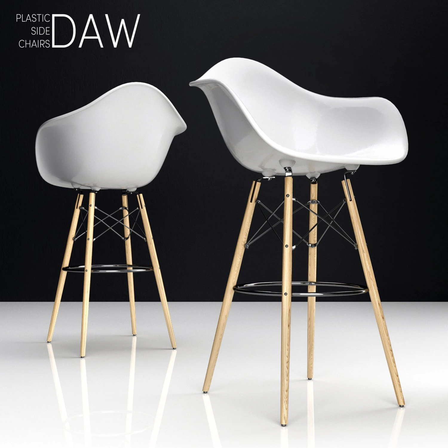 eames daw bar plastic side chairs 3D Model .c4d .max .obj .3ds .fbx .stl .blend 