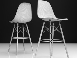 eames dsw bar plastic side chairs 3D 모델