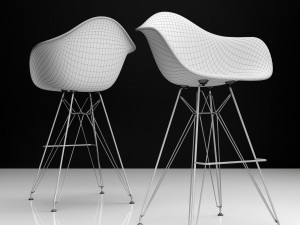 eames dar bar plastic side chairs Modelo 3D