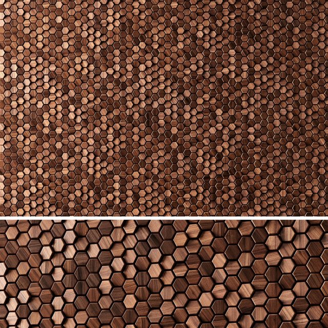 3d panels wooden hexagon Model 3D .c4d .max .obj .3ds .fbx .stl .blend 