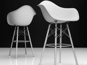 eames daw bar plastic side chairs 3D Model