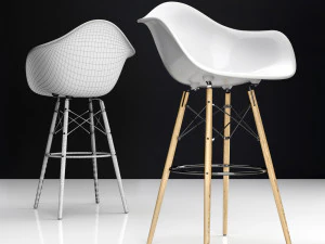 eames daw bar plastic side chairs 3D Model