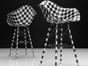 eames daw bar plastic side chairs 3D Model