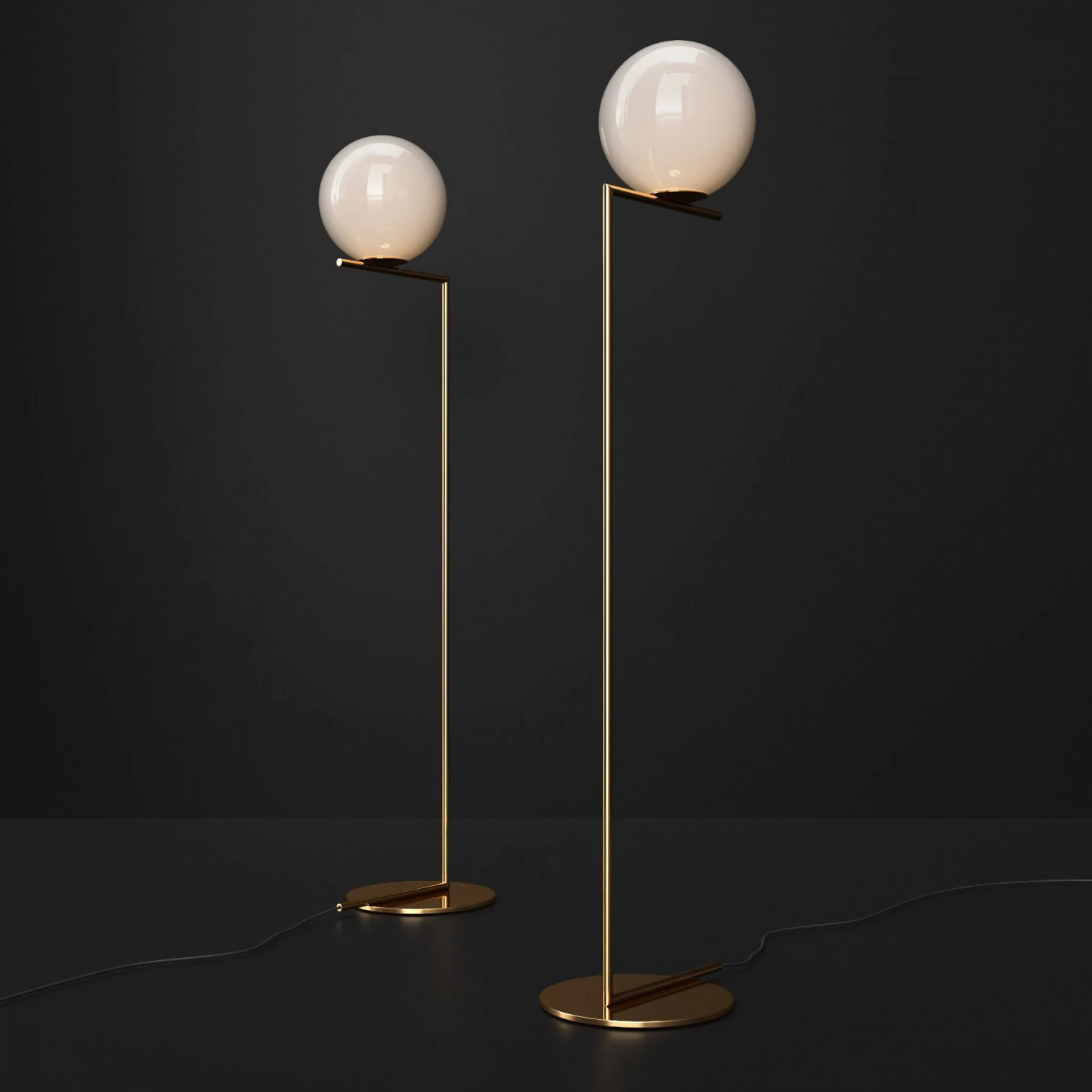 flos ic floor lamp f2 gold 3D Model .c4d .max .obj .3ds .fbx .stl .blend 