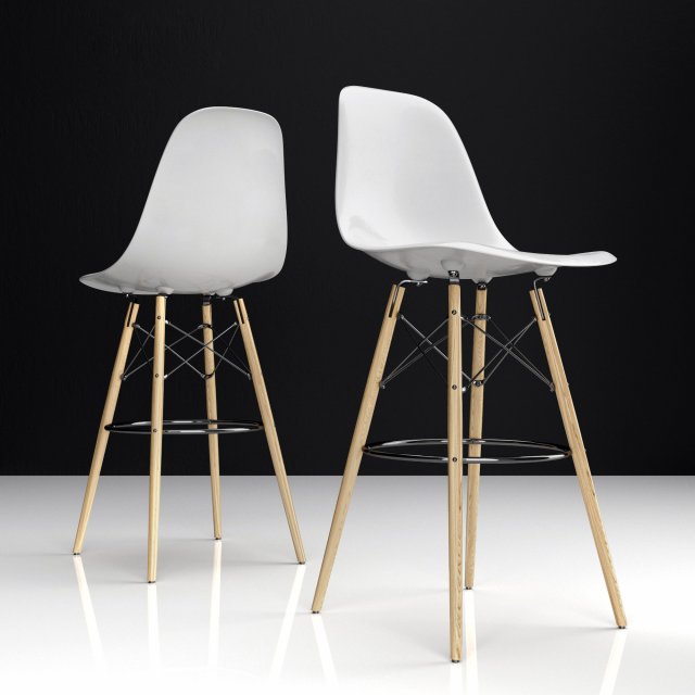 eames dsw bar plastic side chairs 3D 模型 .c4d .max .obj .3ds .fbx .stl .blend
