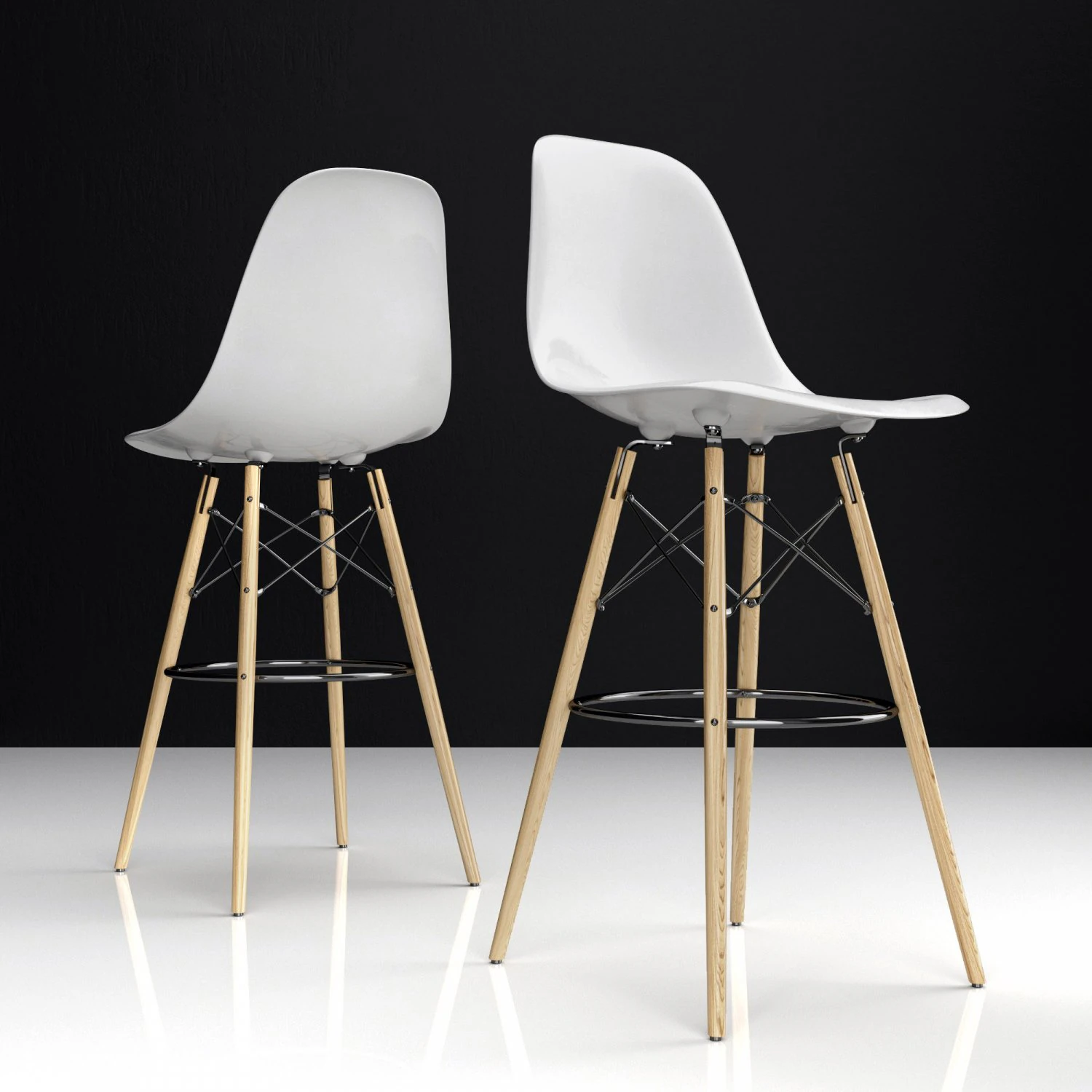 eames dsw bar plastic side chairs 3D Model .c4d .max .obj .3ds .fbx .stl .blend 