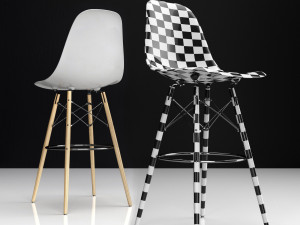 eames dsw bar plastic side chairs 3D 模型