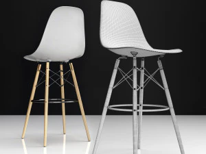 eames dsw bar plastic side chairs 3D Model