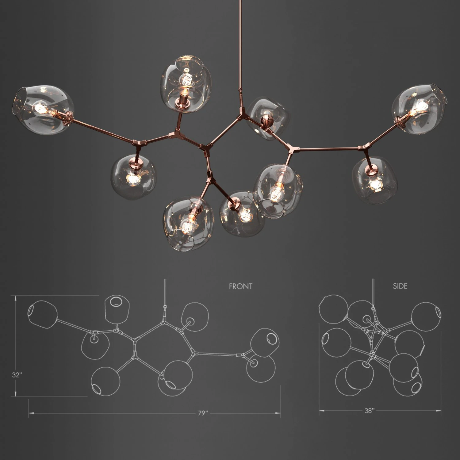 branching bubble 9 lamps 3 3D Model .c4d .max .obj .3ds .fbx .stl .blend