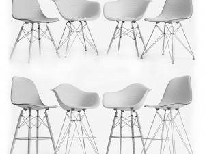 eames plastic side chairs gray Modèle 3D