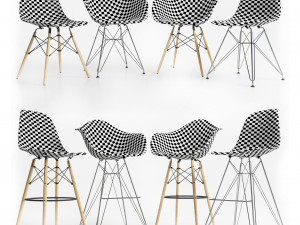 eames plastic side chairs gray Modèle 3D