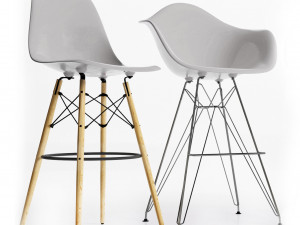 eames plastic side chairs gray Modèle 3D