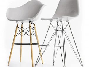 Eames пластиковые боковые стулья серые 3D Модель