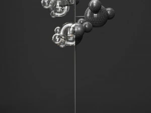 giopato coombes floor lamp bolle 18 bubble clearblack 3D Model