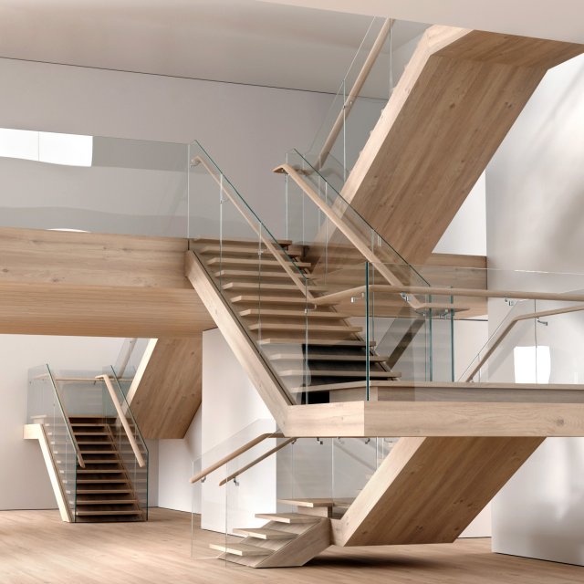 wooden stairs Modello 3D .c4d .max .obj .3ds .fbx .stl .blend 