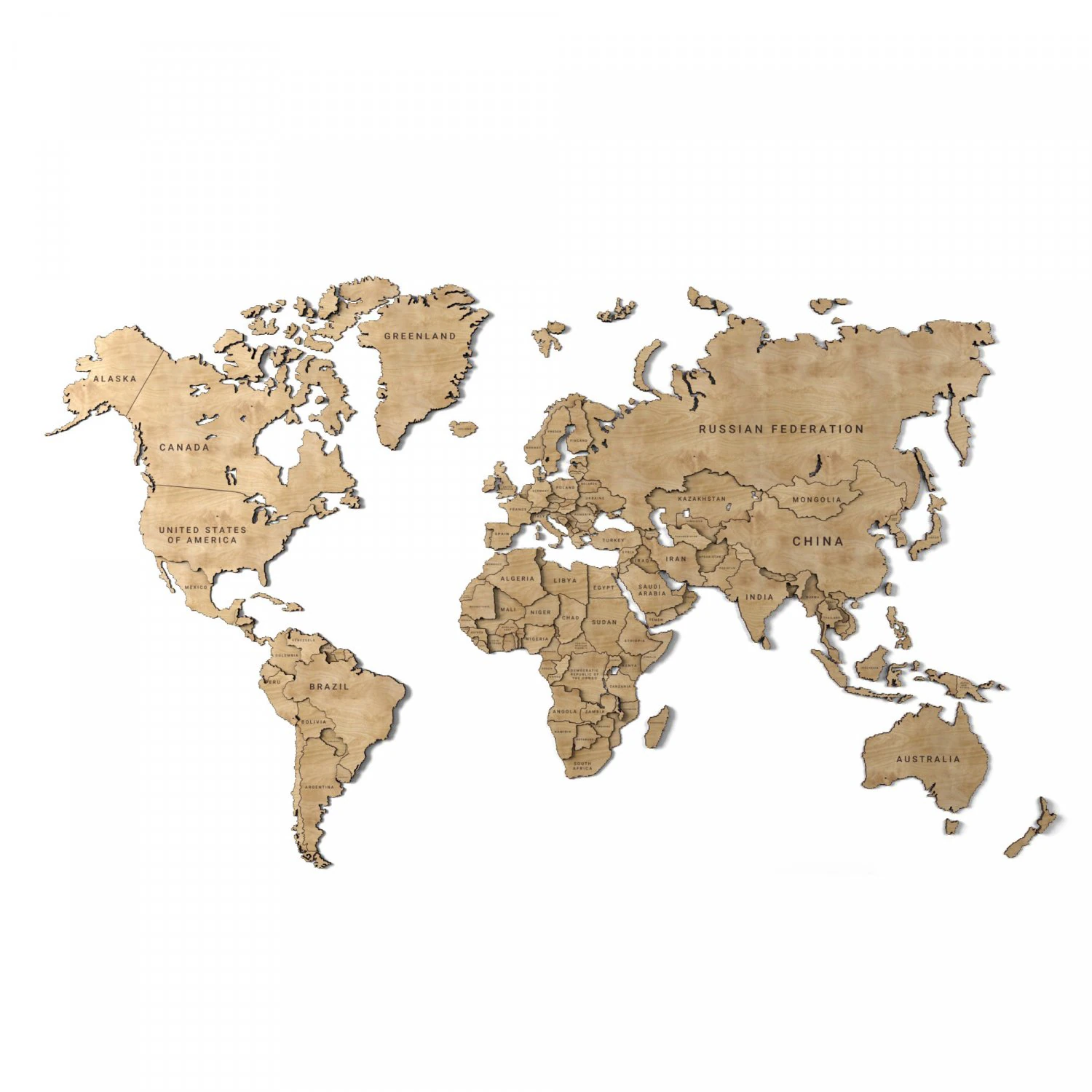 wooden panel - world map 3D Model .c4d .max .obj .3ds .fbx .stl .blend