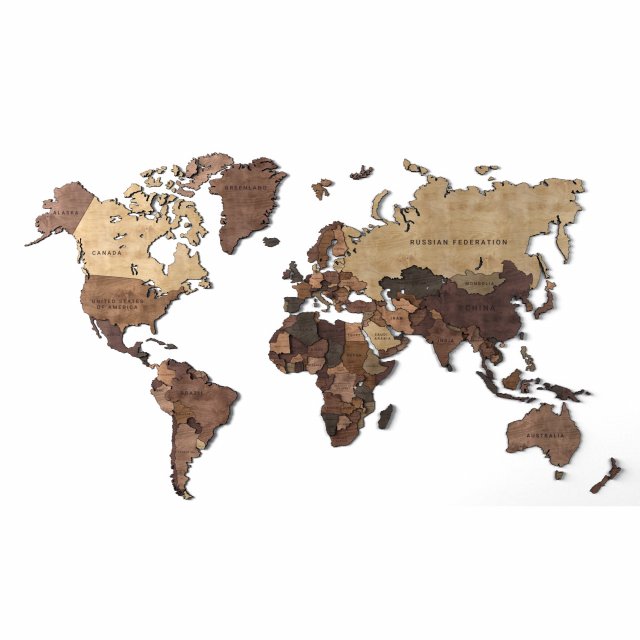 wooden panel - world map 2 3D Model .c4d .max .obj .3ds .fbx .stl .blend 