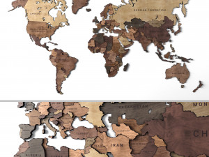 wooden panel - world map 2 3D Model