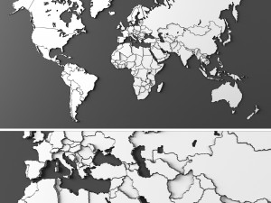 wooden panel - world map 2 3D Model