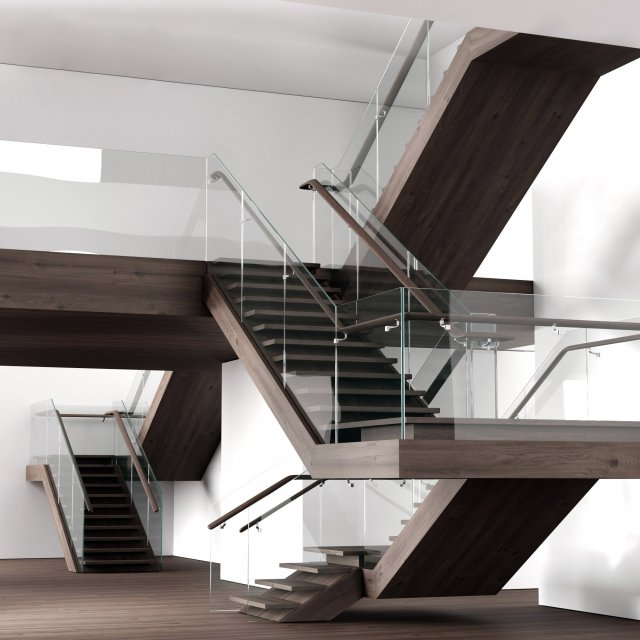 wooden stairs 2 3D Model .c4d .max .obj .3ds .fbx .stl .blend 