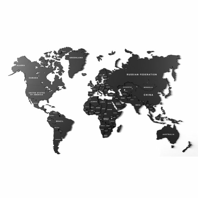 wooden panel - world map 3 3D Модель .c4d .max .obj .3ds .fbx .stl .blend 