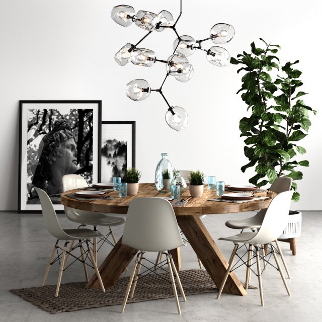 dining set loft Modèle 3D .c4d .max .obj .3ds .fbx .stl .blend 