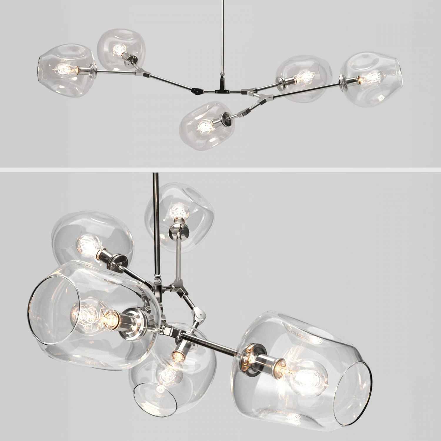 branching bubble 5 lamps 3D Model .c4d .max .obj .3ds .fbx .stl .blend