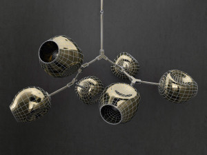 branching bubble 6 lamps 2 clear gold Modelo 3D