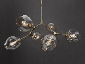 branching bubble 6 lamps 2 clear gold 3D Model