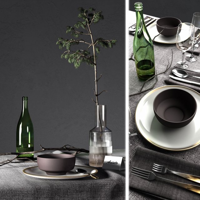 table settings loft 3D Модель .c4d .max .obj .3ds .fbx .stl .blend 