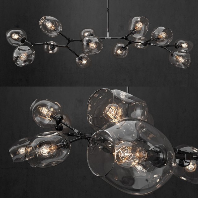 branching bubble 13 lamps clear black 3D 模型 .c4d .max .obj .3ds .fbx .stl .blend 