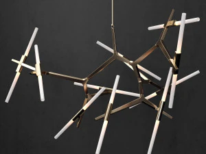 lustre agnes 20 luzes ouro Modelo 3D