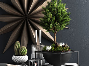 decor set with pine tree 3D Model