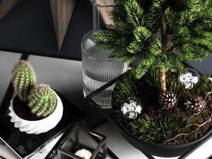 decor set with pine tree 3D Model