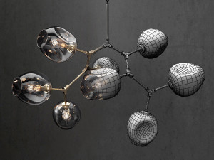 branching bubble 8 lamps 2 dark gold 3D Модель