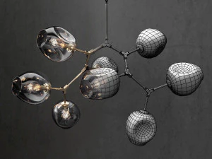 branching bubble 8 lamps 2 dark gold 3D Model