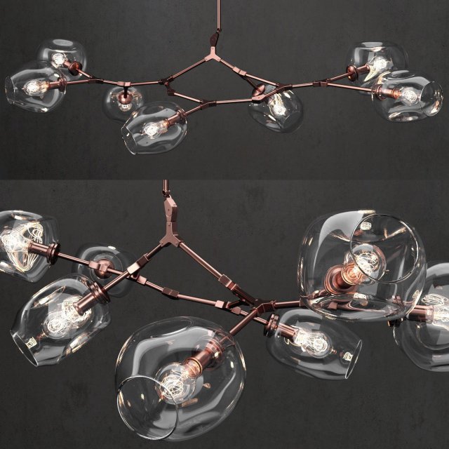 branching bubble 7 lamps clear copper 3D Model .c4d .max .obj .3ds .fbx .stl .blend 